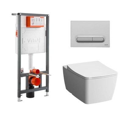 Vitra Metropole, Унитаз подвесной с инсталляцией и кнопкой, 9820B003-7201