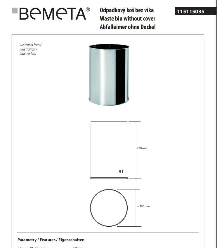 Bemeta Hotel, Мусорное ведро, 115115035