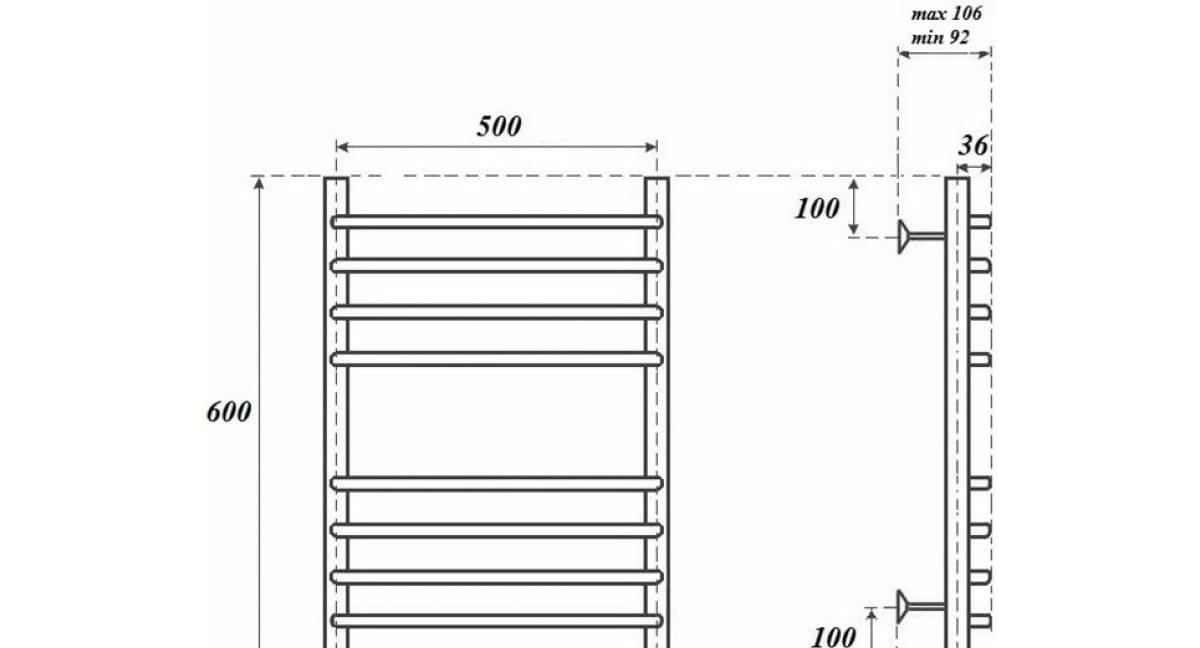 Полотенцесушитель электрический - Point, Альфа, 10.6x50x60 см, PN05156SE