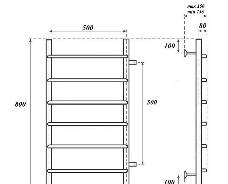 Полотенцесушитель водяной - Point, Ника, 15x53.2x80 см, PN08558
