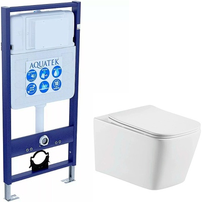 Aquatek Либра, Унитаз подвесной с инсталляцией и кнопкой, SET AQUATEK ЛИБРА