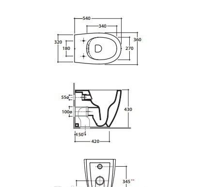 Globo 4ALL, Унитаз приставной, MD004.BI