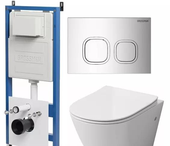 Grossman без коллекции, Унитаз подвесной с инсталляцией и кнопкой, 97.4411S.02.100