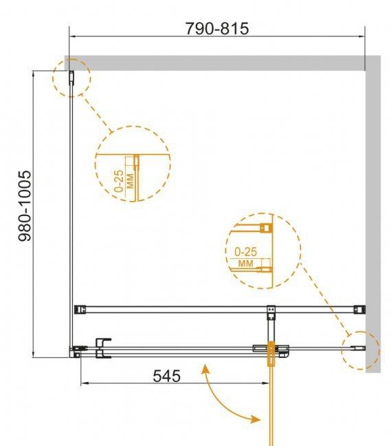 Душевой уголок - Cezares, Valvola, 80x100x195 см, VALVOLA-AH-1-80/100-C-Cr