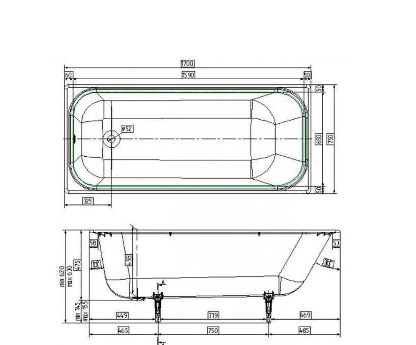 Wotte Start, Чугунная ванна, Start 1700x750