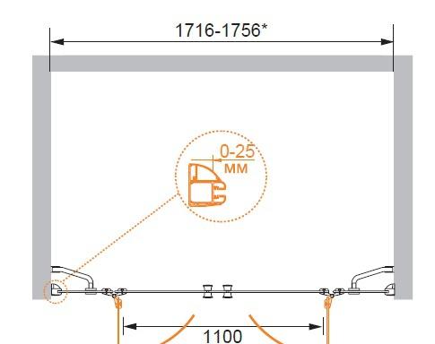 Душевая дверь - Cezares, Verona, 195x195 см, VERONA-W-B-22-200-C-Cr / VERONA-B-22-200-C-Cr
