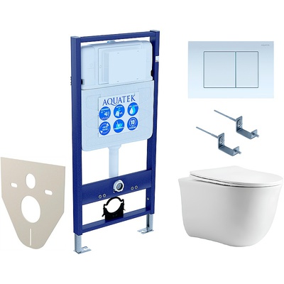Aquatek Классик, Унитаз подвесной с инсталляцией и кнопкой, SET AQUATEK КЛАССИК cm-009 4в1