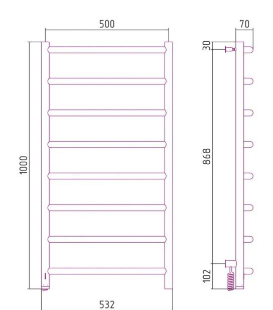 Полотенцесушитель электрический - Сунержа, Галант 4.0, 11.2x53.2x100 см, 12-0830-1050