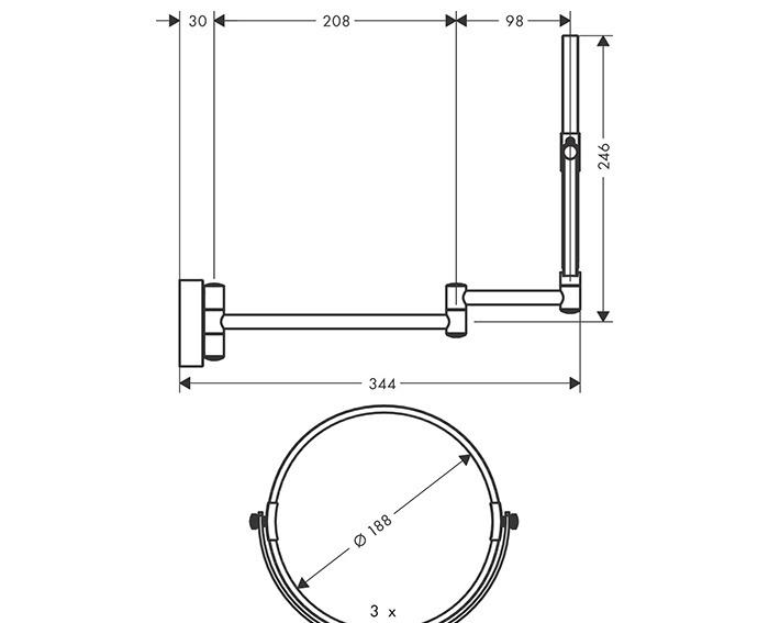 Hansgrohe AddStoris, Косметическое зеркало, 41791340