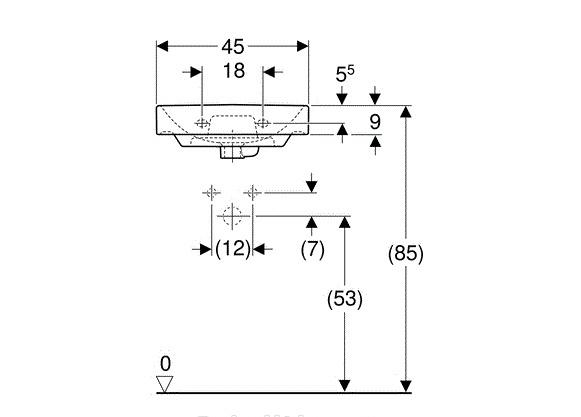 Geberit Smyle Square, Раковина, 500.222.01.1