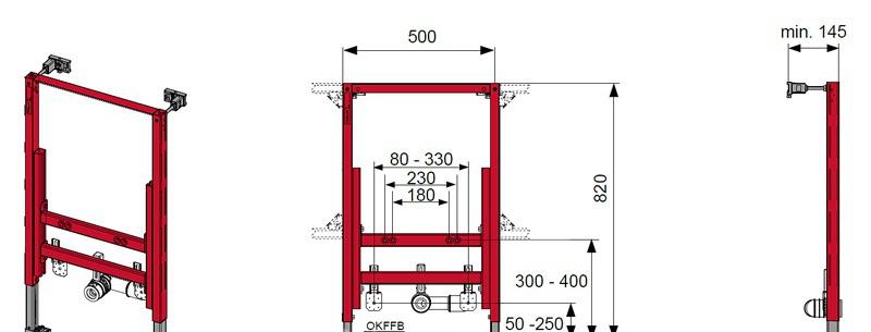 Инсталляция для биде - Tece, Teceprofil, 14.5x50x82 см, 9330005