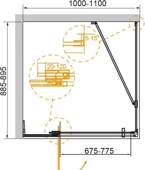 Душевой уголок - Cezares, Slider AH 1, 90x110x195 см, SLIDER-AH-1-90-100/110-C-NERO
