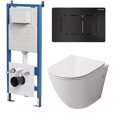Grossman без коллекции, Унитаз подвесной с инсталляцией и кнопкой, 97.4411S.04.21M