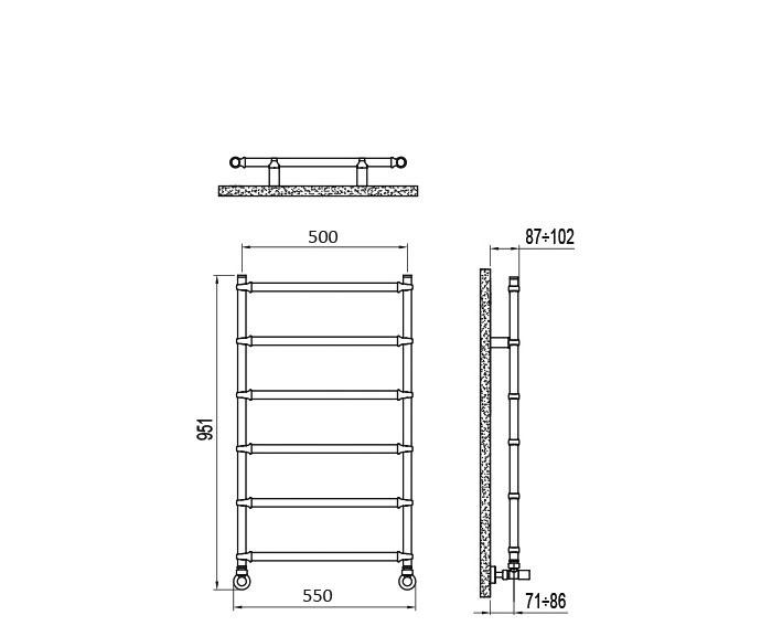 Полотенцесушитель водяной - Irsap, Bella, 3.2x53.2x95.1 см, BEP053B50IR01NNN01