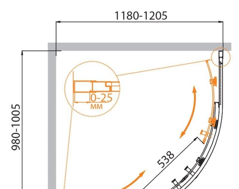 Душевой уголок - Cezares, Molveno, 100x120x190 см, RH-2-120/100-C-Cr-IV / MOLVENO-RH-2-120/100-C-Cr-IV