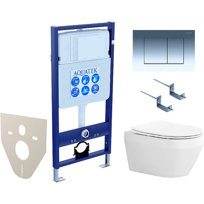 Aquatek Лея, Унитаз подвесной с инсталляцией и кнопкой, SET AQUATEK ЛЕЯ-010 4в1
