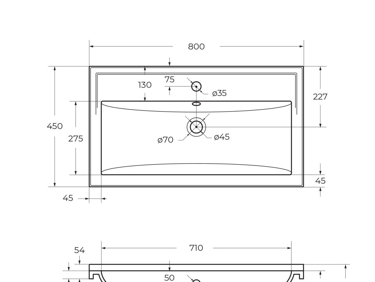Cezares без коллекции, Раковина, CZR-800/450-LV-MR-FS