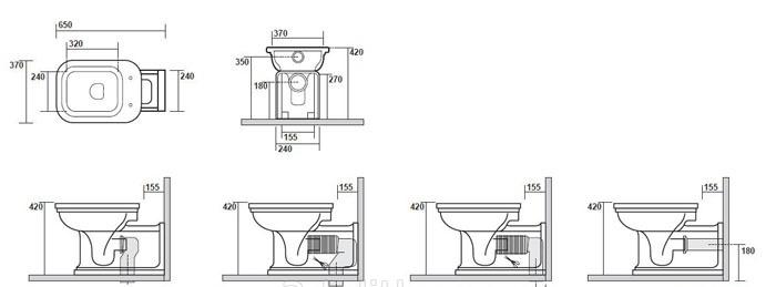 Kerasan Waldorf, Унитаз приставной, 411601bi / А0002333676 / 411601