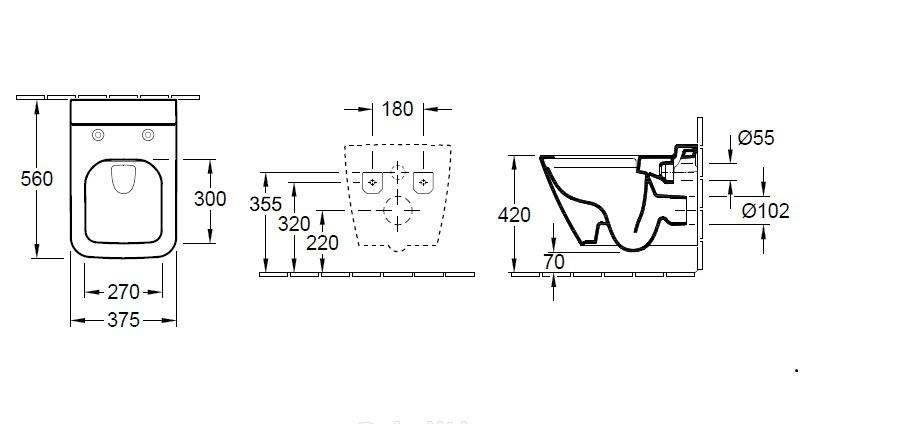 Villeroy&Boch Finion, Унитаз подвесной, 4664R0R1 / 4664 R0 R1