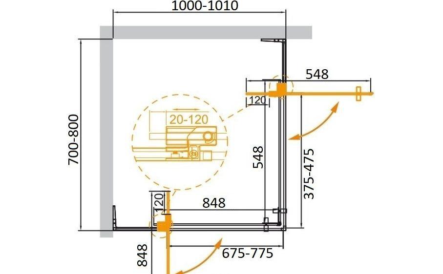 Душевой уголок - Cezares, Slider AH 2, 70x100x195 см, SLIDER-AH-2-70/80-100/110-BR-Cr