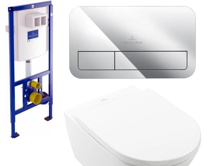 Villeroy&Boch Subway 3.0, Унитаз подвесной с инсталляцией и кнопкой, 9773B003-7202