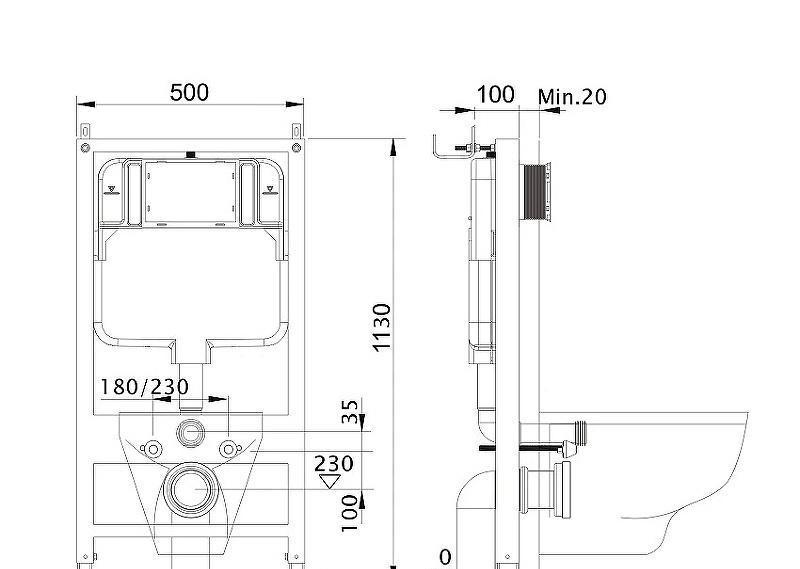 Aquatek Либра, Унитаз подвесной с инсталляцией и кнопкой, SET AQUATEK ЛИБРА