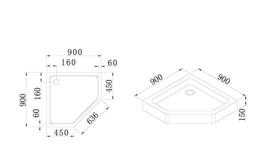 Душевой поддон - Cezares, Tray, 90x90x15 см, A-P-90-15-W0 / TRAY-A-P-90-15-W0