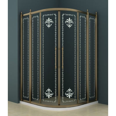 Душевой уголок - Cezares, Retro, 130x130x195 см, RETRO-A-R-22-130-SCORREVOLE-CP-Br / RETRO-R-22-130-SCORREVOLE-CP-Br