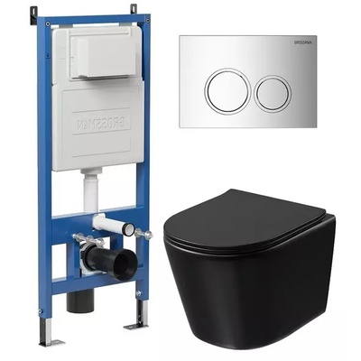 Grossman без коллекции, Унитаз подвесной с инсталляцией и кнопкой, 97.4477BMSQ.01.100