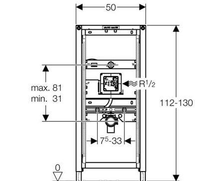 Инсталляция для писсуара - Geberit, Duofix, 7.5x50x112 см, 111.689.00.1