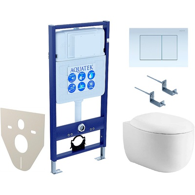 Aquatek Альтаир, Унитаз подвесной с инсталляцией и кнопкой, SET AQUATEK АЛЬТАИР cm-009 4в1