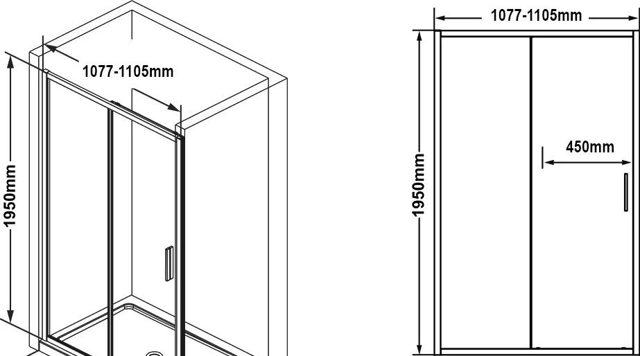 Душевая дверь - Ravak, Blix Slim, 110x195 см, X0PMD0300Z1 / BLSDP2-110