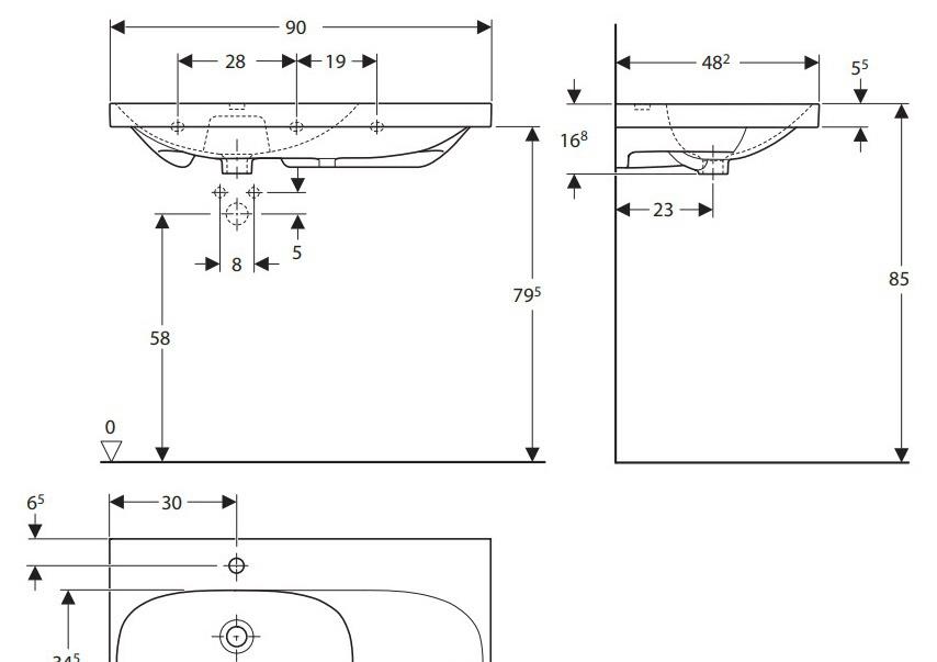 Geberit Acanto, Раковина, 500.625.01.2