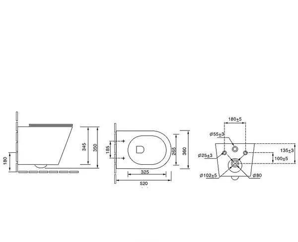 Grossman без коллекции, Унитаз подвесной с инсталляцией и кнопкой, 97.4478S.01.000
