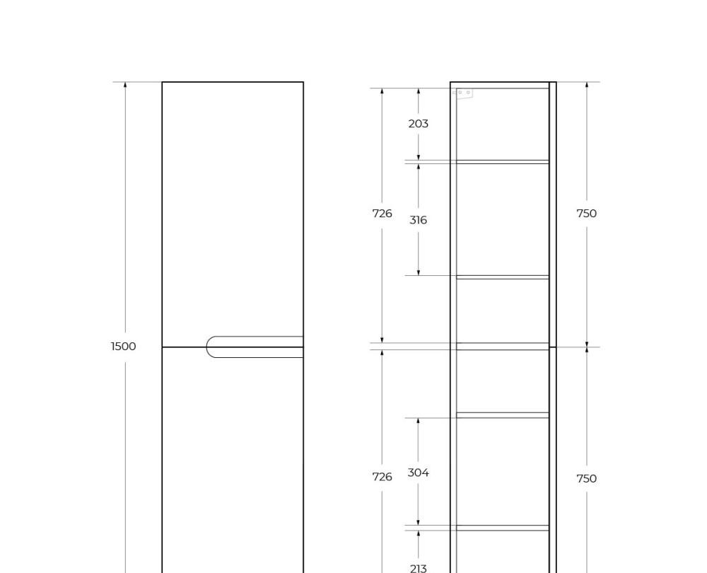 Cezares Duet, Шкаф-пенал, DUET-1500-2A-SC-BL