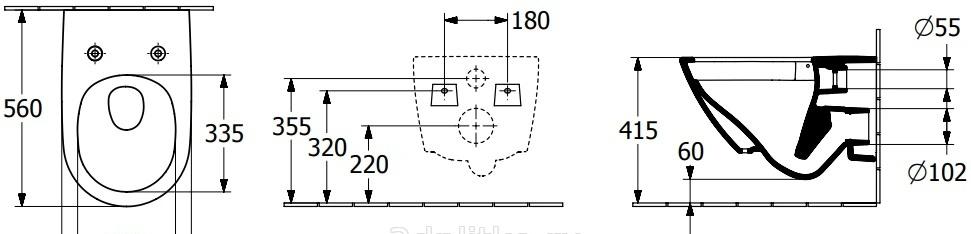 Villeroy&Boch Subway 3.0, Унитаз подвесной с инсталляцией и кнопкой, 9773B003-7202