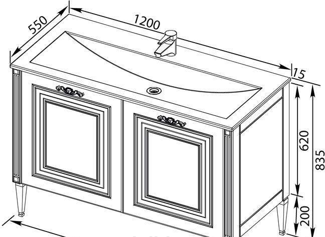 Aquanet Паола, Тумба с раковиной, 00213046