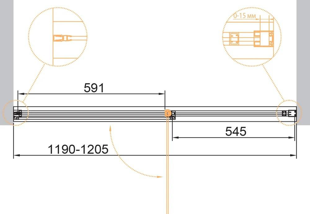 Душевая дверь - Cezares, Urban, 120x195 см, URBAN-B-12-120-C-CR / B-12-120-C-CR