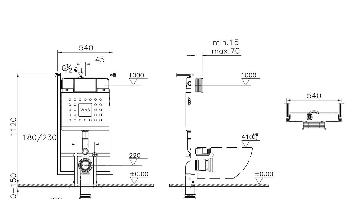 Инсталляция для унитаза - Vitra, V-Fix Core, 12x54x112.5 см, 738-5800-01