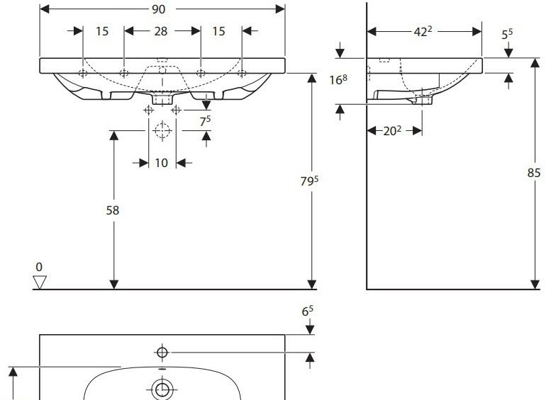 Geberit Acanto, Раковина, 500.633.01.2