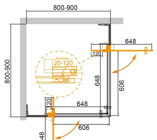 Душевой уголок - Cezares, Slider, 80x90x195 см, SLIDER-A-2-80/90-C-Cr