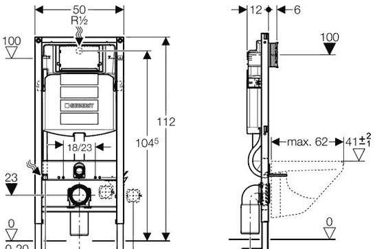 Инсталляция для унитаза - Geberit, Duofix, 12x50x112 см, 111.333.00.5