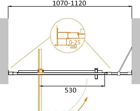 Душевая дверь - Cezares, Molveno, 110x190 см, MOLVENO-BA-11-80+30-C-Cr-IV