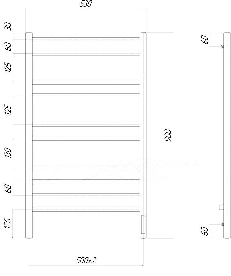 Полотенцесушитель электрический - Lemark, Unit, 6.8x53x90 см, LM45910Z