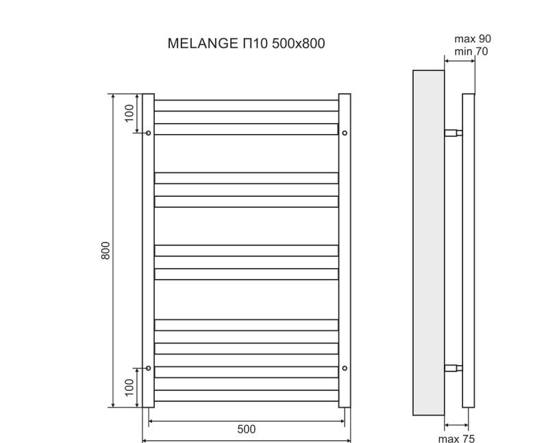 Полотенцесушитель водяной - Lemark, Melange, 7x53.2x80 см, LM49810