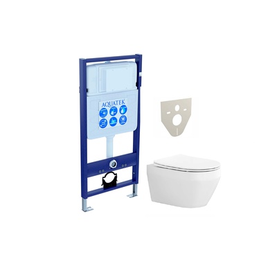 Aquatek Лея, Унитаз подвесной с инсталляцией и кнопкой, SET AQUATEK ЛЕЯ