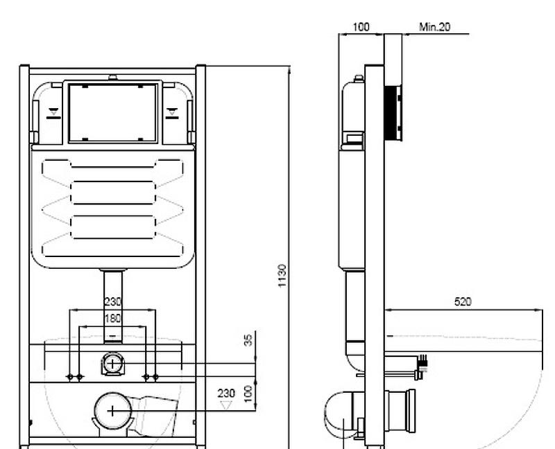 Aquatek Лея, Унитаз подвесной с инсталляцией и кнопкой, SET AQUATEK ЛЕЯ-012 4в1