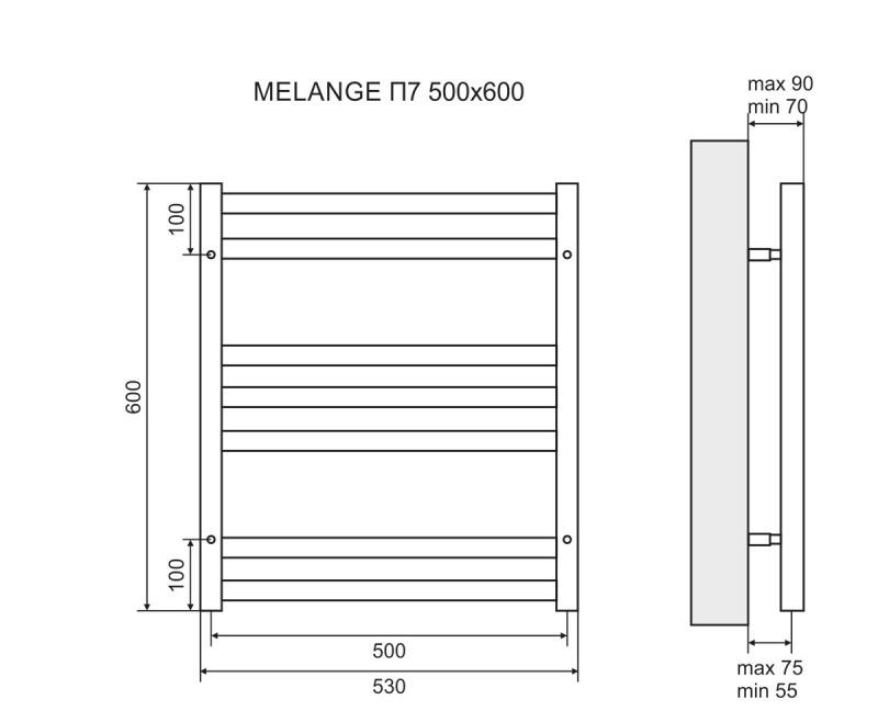Полотенцесушитель водяной - Lemark, Melange, 7x53.2x60 см, LM49607