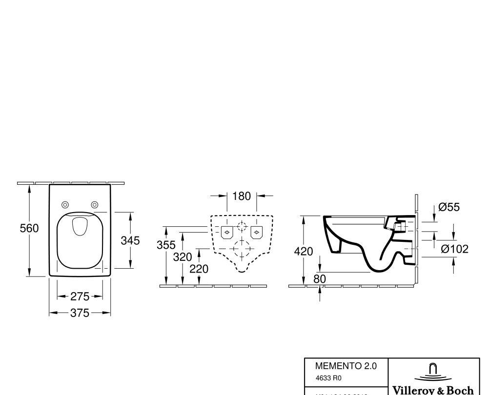 Villeroy&Boch Memento 2.0, Унитаз подвесной, 00266251 / 4633R0S5