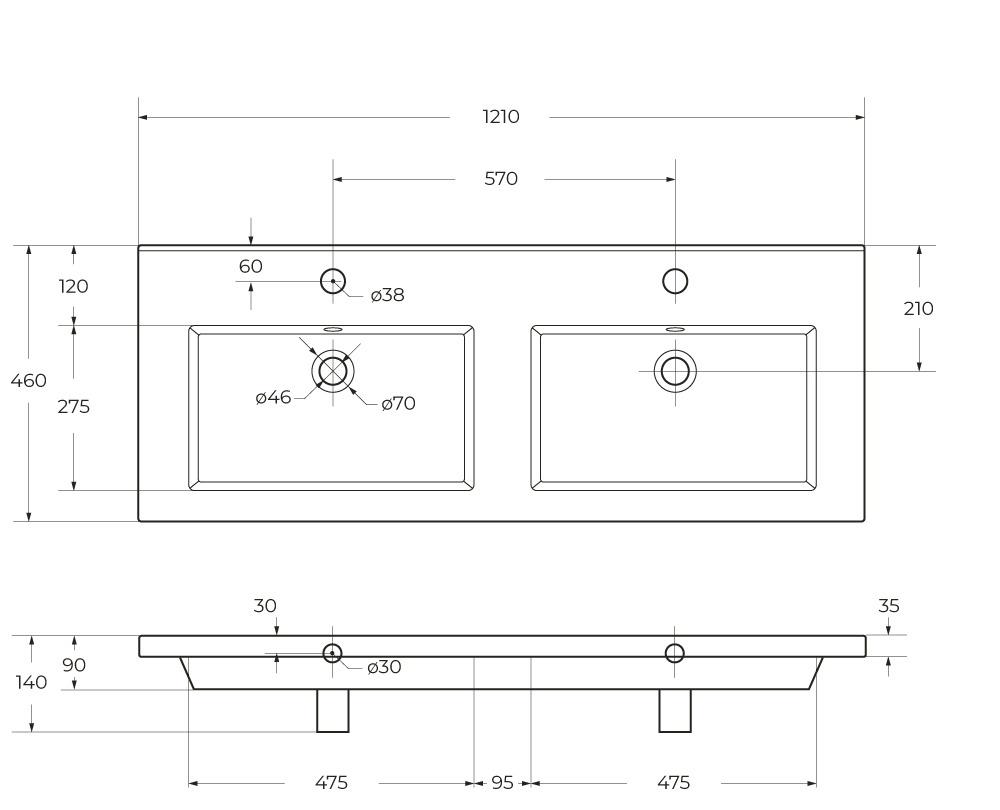 Cezares без коллекции, Раковина, CZR-8070-120-2